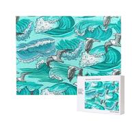 Waves Sketch Seagull Birds,500 Pieces Wooden Jigsaw Family Game Jigsaw Puzzles for Adults Teens Home Decor