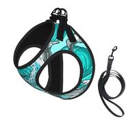 Waves Sketch Seagull Birds,Pet Harness,Adjustable Reflective Dog Harness,Pet Leash Vest,L