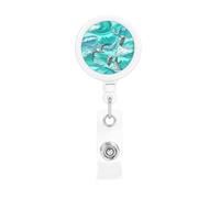 Waves Sketch Seagull Birds, Retractable Badge Holder,Badge Reels Holder with ID Clip Alligator Clip