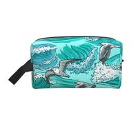 Waves Sketch Seagull BirdsMakeup Trave Bag for Women,Cosmetic Large Capacity Organizer