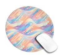Waves Small Mouse Pad, Abstract Modern Dots Blurs Spring Pastel Peach Round Rubber Smooth Stitched Edge Cloth Mousepad Desk Decor for Office Home Dorm Laptop Round 8x8 Inch