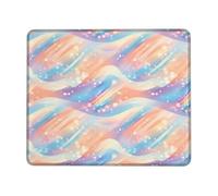 Waves Small Mouse Pad, Abstract Modern Dots Blurs Spring Pastel Peach Square Rubber Non Slip Portable Mini Desk Mousepad Idea for Home Office Desk Laptop Gamers Gift Square 8x10 Inch