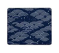 Waves Small Mouse Pad, Abstract Modern Drops Curves None Navy Square Rubber Non Slip Mini Travel Desk Mousepad Desk Accessories for Gaming Computer Laptop Square 8x10 Inch