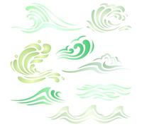 Waves Stencil - 21.5 x 21.5cm (L) - Reusable Ocean Sea Wave Water Effect Wall Stencil Template