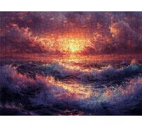 Waves Sunset Puzzle - 5000 Piece Jigsaw Puzzles for Adults - The Back Features Printed Letter Guides - The Pieces fit Together Snugly - Wooden Puzzles for Adults - Gifts Man 61.6 X 41.5 Inch s7h-839