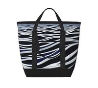 Waves Turbulent Tote Bag Insulated Keeps Cold Ideal For Food Delivery Travel Insulation Or Keeping Cold At The Beach, Black, One Size