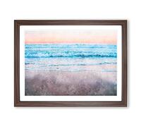 Waves Upon Hermosa Beach Painting Modern Art Framed Print | A4 Walnut Framed Wall Art | Ready to Hang | Modern Beach Picture | Living Room Bedroom Lounge Office