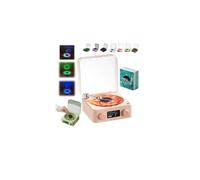 Waves Vinyl Bluetooth Speaker With Three Ambient Lights,The Waves Vinyl Player With Adjustable Light And Time,Small Record Player For Room Desk,Retro Vinyl Player Style Speaker