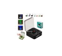Waves Vinyl Bluetooth Speaker With Three Ambient Lights,The Waves Vinyl Player With Adjustable Light And Time,Small Record Player For Room Desk,Retro Vinyl Player Style Speaker