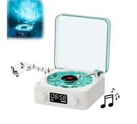Waves Vinyl Player, Cute Speaker Waves Vinyl Mini Bluetooth Record-Player With Adjustable Ambient Lights-2 Modes, Rechargeable Vintage Record Player-Easy Touch (Blue)