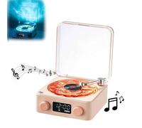 Waves Vinyl Player, Cute Speaker Waves Vinyl Mini Bluetooth Record-Player With Adjustable Ambient Lights-2 Modes, Rechargeable Vintage Record Player-Easy Touch (Pink)