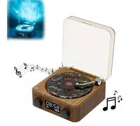 Waves Vinyl Player, Cute Speaker Waves Vinyl Mini Bluetooth Record-Player With Adjustable Ambient Lights-2 Modes, Rechargeable Vintage Record Player-Easy Touch (Wood)