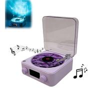 Waves Vinyl Player, Cute Speaker Waves Vinyl Mini Bluetooth Record-Player With Adjustable Ambient Lights-2 Modes, Rechargeable Vintage Record Player-Easy Touch (Purple)