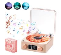 Waves Vinyl Speaker, Bluetooth Turntable Vinyl Record Player with RGB Light & Water Waves Effect, 3 Mode Stereo Sound Sleep Aid with 4 Sounds of Nature (Pink)