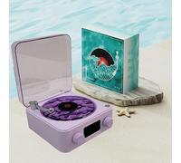 Waves Vinyl Speaker, Waves Vintage Vinyl Bluetooth Speaker with Adjustable Ambient Lights, Wireless Vinyl Player with Time for Bedroom, Office, Party (Purple)