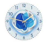 Waves Wall Clock, Modern Minimalistic Circles Blue Shapes Summer Blue Silent Wall Clock for Garage Game Room Outdoor Decoration 11.6x11.6 Inches
