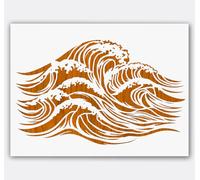 Waves Wall Stencil 9 x 12 in - Reusable Mylar Template for Decorative Painting, Coastal Wall Art & DIY Projects