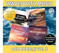 WAVES WITH MUSIC CD BUNDLE VOL 5 X4CD for Sleep Relaxation and Background Ambience