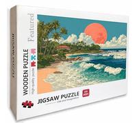 Waves Wooden Jigsaw Puzzles 70x41in, Sunset Jigsaw Puzzles 6000 Pieces for Adults with Box, Educational Challenging Game, Back Lettering Easy to Distinguish, Summer Gifts, Beautiful Decoration, I-3290