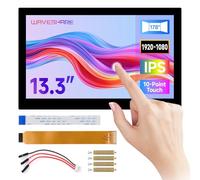 Waveshare 13.3inch High Resolution DSI Capacitive Touch Display for Raspberry Pi 5 / 4B / CM4 IO Board, 1920x1080, IPS, Toughened Glass Panel, DSI Interface, 10-Point Touch, Full Metal Back Panel