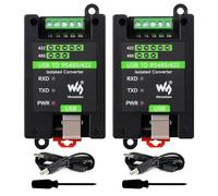 Waveshare 2PCS USB to RS485/422 Industrial Grade Isolated Converter, Onboard Original FT232RL and SP485EEN, Multiple Protection, Wall-Mount and Rail-Mount Support