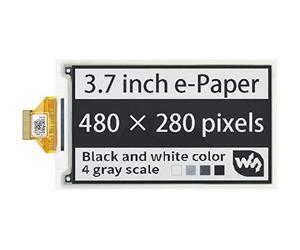 Waveshare 3.7inch E-Paper E-Ink Raw Display with 480×280 Pixels Black/White 4 Grey Scales SPI Interface Without PCB