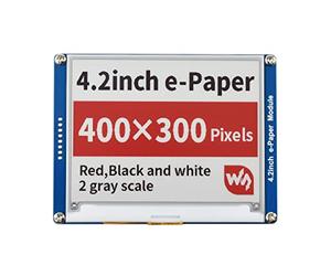 Waveshare 4.2 Inch E-Paper Display Module(B),400x300 Resolution Red Black White Three-Color E-Ink Screen Electronic Paper Module for Raspberry Pi/Jetson Nano/Arduino/STM32 via SPI Interface
