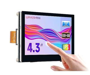 Waveshare 4.3inch QLED Touchscreen, DSI Display, 800 x 480 Pixels, 5-Point Capacitive Touch, 160° Viewing Angle, Low Power Consumption, Integrated Structure, Tempered Glass Panel for Raspberry Pi