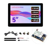 Waveshare 5inch High-Brightness Touch Screen, Compatible with Raspberry Pi 5/4B/3B/Zero W/Zero 2W/Pico W, Supports Windows 11/10 and Jetson Nano, Wide-Bezel Capacitive Touch 1024x600 HDMI IPS Panel