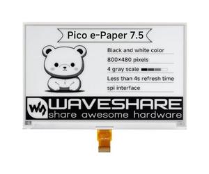 Waveshare 7.5inch E-Paper E-Ink Display Module For Raspberry Pi Pico 800x480 Pixels Black/White SPI Interface