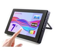 Waveshare 7inch IPS Capacitive Touch Screen with case 1024x600 Pixel LCD Display with Toughened Glass Cover for Raspberry Pi/PC Windows, Support Software Configurable Resolution (up to 1920x1080)