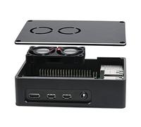 Waveshare Dual Fan Case for Raspberry Pi 4 Dull-Polish Surface Sleek Chamfer Design with Dual Cooling Fan