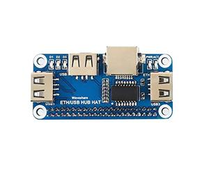 Waveshare Ethernet/USB HUB HAT for Raspberry Pi Zero/Zero W/4B/3B/3B+, Stable Wired Ethernet Connection with 1x RJ45 Ethernet Port and 3X USB Ports Compatible with USB2.0/1.1=