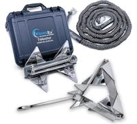 WAVESRX 12lb TriAnchor - Stainless Steel Folding Anchor with 14ft AnchorMate Bungee Line (14'-50') | Effortless Anchoring for Jet Skis, Dinghies & Skiff Boats | Unique Folding Design with Storage Case
