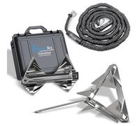 WAVESRX 7lb TriAnchor - Stainless Steel Folding Anchor with 14ft AnchorMate Bungee Line (14'-50') | Effortless Anchoring for Jet Skis, Dinghies & Skiff Boats | Unique Folding Design with Storage Case