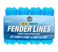 WavesRx Premium Fender Line - 4 Pack | Double Braided Nylon Boat Lines and Ropes for Docking Buoys & Fenders | Marine Dock Ropes for Boats, Pontoons (Lagoon Blue)