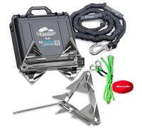 WAVESRX PWC Anchoring Bundle - 5lb TriAnchor with 7ft AnchorMate Bungee Line (Stretches to 25ft) | Effortless Anchoring for Jet Skis, Dinghies & Skiff Boats | Unique Folding Design with Storage Case