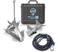 WAVESRX PWC Anchoring Bundle - 5lb TriAnchor with 7ft AnchorMate Bungee Line (Stretches to 25ft) | Effortless Anchoring for Jet Skis, Dinghies & Skiff Boats | Unique Folding Design with Storage Case
