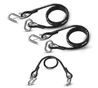 WAVESRX Trailer Safety Cables 3-Pack - Self-Coiling Safety Chain Replacement for Boat, PWC & Utility Trailer Towing - Corrosion-Resistant Stainless Steel Quick-Connect Snap Hooks with Safety Latches