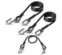 WAVESRX Trailer Safety Cables 3-Pack - Self-Coiling Safety Chain Replacement for Boat, PWC & Utility Trailer Towing - Corrosion-Resistant Stainless Steel Quick-Connect Snap Hooks with Safety Latches