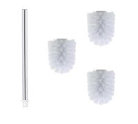 WAVEWO Stainless Steel Toilet Brush Set - 3 x Interchangeable Heads Diameter 6.5 cm + 1 x Rustproof Handle 27 cm - Interchangeable and Durable (White)