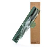 WAVEY Recycled Plastic Hair Comb, 6.5 Inches Long, Wide and Fine Tooth, (Green)
