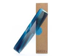 WAVEY Recycled Plastic Hair Comb for Men and Women, 6.5 Inches Long, Wide and Fine Tooth, Blue (Blue)
