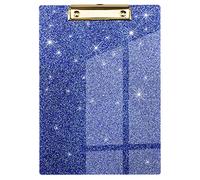WAVEYU Acrylic Clipboard, Glitter Cute Hardboard for Women Girls, Stardard Letter Size Paperboard with Low Profile Gold Clip Designed for Classroom School and Office Use, A4 Size 12.5" x 9", Dark Blue