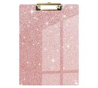 WAVEYU Acrylic Clipboard, Glitter Pink Clipboard for Women Girls, Standard Letter Size with Low Profile Gold Clip, A4 Size 12.5" x 9"