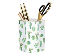 WAVEYU Cactus Pen Holder, Stand for Desk Pencil Cup for Girls Kids Durable Ceramic Desk Organizer Makeup Brush Holder for Office, Classroom, Home