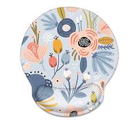WAVEYU Ergonomic Mouse Pad with Wrist Support, Cute Pretty Mouse Mat for Women Girls Non-Slip Rubber Base Mousepad for Desk Laptop Gaming Working Computers Easy Typing & Pain Relief, Blue Flower