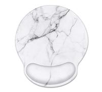 WAVEYU Ergonomic Mouse Pad with Wrist Support, Decorative Mouse Mat for Women Non-Slip Rubber Base Mousepad for Desk Laptop Gaming Working Computers Easy Typing & Pain Relief, White Marble