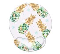 WAVEYU Pineapple Ergonomic Mouse Pad with Wrist Support, Cute Premium-Textured Mouse Mat for Wireless Mouse, Non-Slip Rubber Base, Comfortable Desk Accessories for Laptop, Office, Home, Game, Green