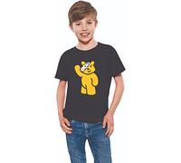 Waving Bear Kids' T-Shirt 2024 - Spotty Pudsey Style Bear Design for Children Support in Need, Boys' & Girls' Tee, Black